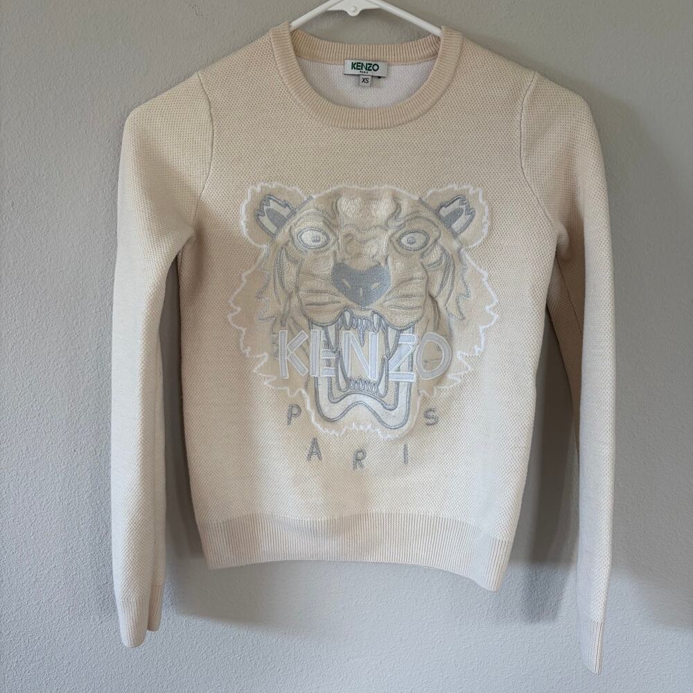 KENZO Embroidered Tiger Icon Logo Sweatshirt Wool Blend (XS)